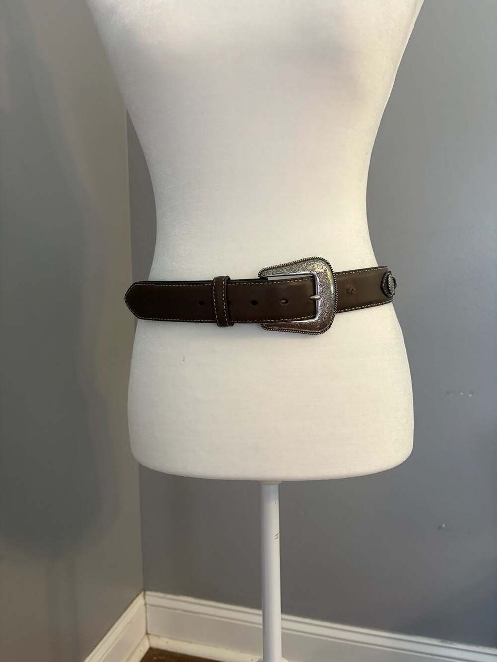 Nocona Belt Co. Men's Western Leather Belt with Southwestern Inlay and Conchos